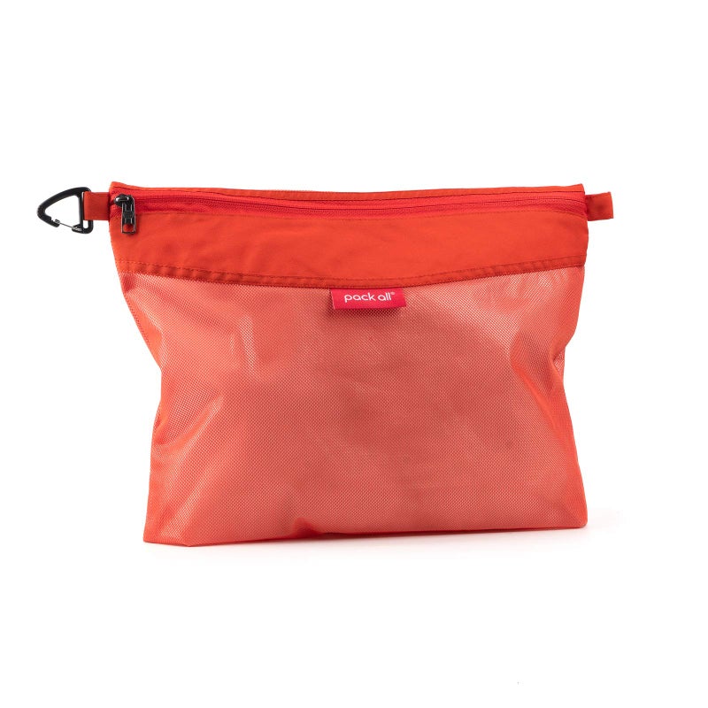pack all Water-resistant Material Zipper Pouch, Mesh Zipper Bags for Storage, Travel, Office (Orange, Large) - Image 1